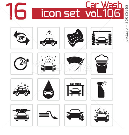 Vector black  car wash  icons set 25085968