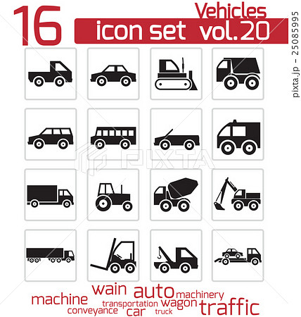 Vector black vehicle icon set 25085995