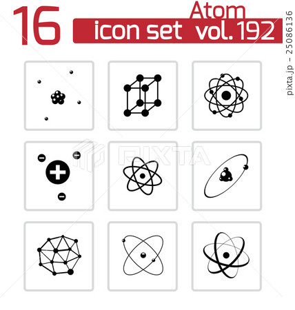 Vector black atom icons set Vector black atom icons set 25086136