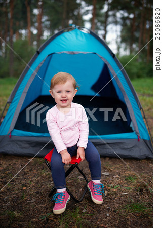 happy children hiking in the forest 25086820