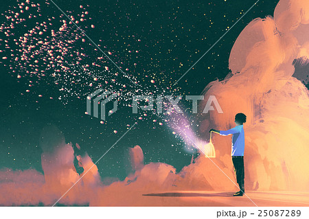 man holding a glowing cage 25087289