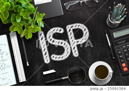 ISP on Black Chalkboard. 3D Rendering. 25091564