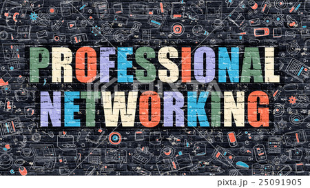 Professional Networking on Dark Brick Wall. 25091905