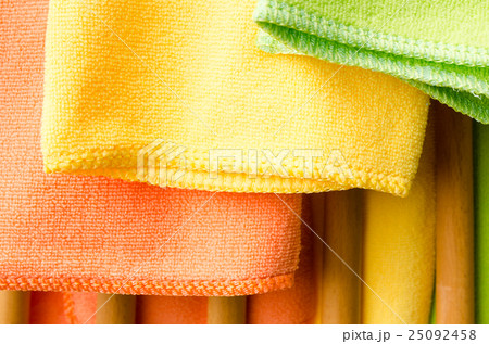 Closeup colorful  towels on wooden chair 25092458