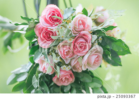 Pink fabric rose flowers bouque vintage Pink fabric rose flowers bouque vintage 25093367