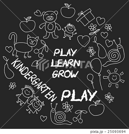 Play Learn and grow together Image on blackboard 25093694