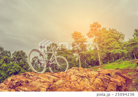 bicycle on the top of rock mountain bicycle on the top of rock mountain 25094236