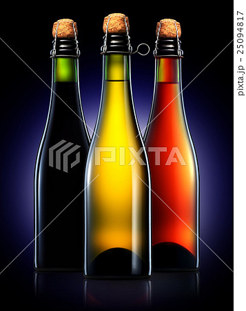 Set of beer bottles isolated on black background Set of beer bottles isolated on black background 25094817