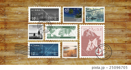 Airmail Mail Postcard Letter Stamp Concept 25096705