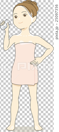 バスタオルを捲いた女性（水分補給） 25097356