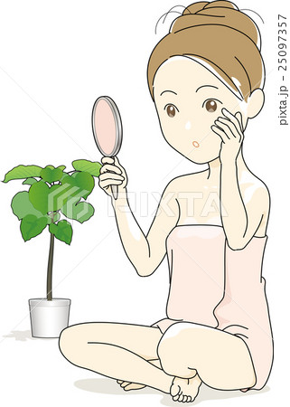 バスタオルを捲いた女性（手鏡） 25097357