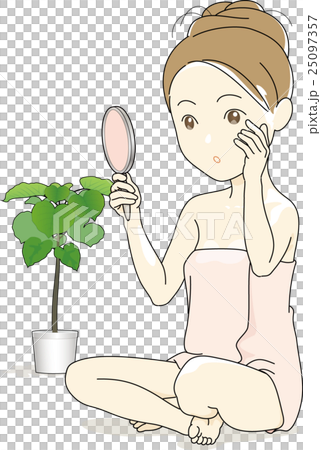 バスタオルを捲いた女性（手鏡） 25097357