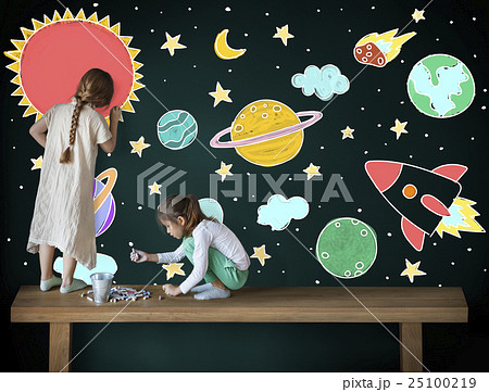 Outer Space Icons Drawing Graphics Concept Outer Space Icons Drawing Graphics Concept 25100219