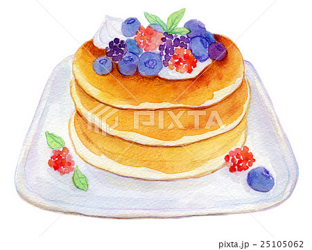 水彩イラスト パンケーキのイラスト素材