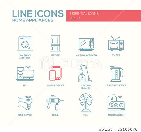 Home Appliances - simple line design icons set 25106076