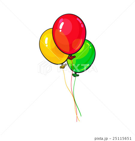 Bunch of three bright and colorful balloons 25115651