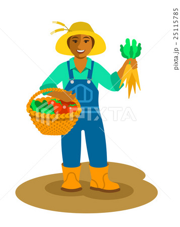 Black farmer woman stands with vegetables harvest 25115785
