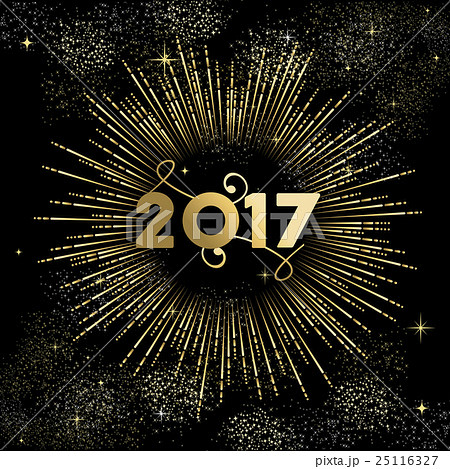 Happy New year 2017 firework burst in gold 25116327