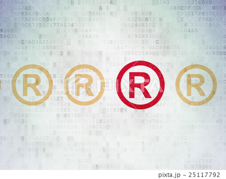 Law concept: registered icon on Digital Data Paper Law concept: registered icon on Digital Data Paper 25117792