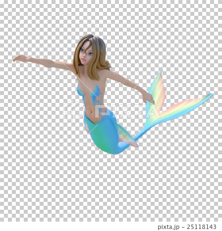 可愛いマーメイド（人魚）perming 3DCG イラスト素材 25118143