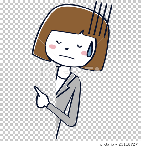 かわいいビジネスウーマン 上半身 のぞき込み ネガティブのイラスト素材