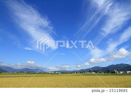 田園の秋 北アルプス山麓の秋空 田園の秋 北アルプス山麓の秋空 25119685
