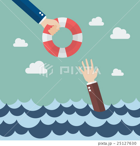 Drowning businessman getting lifebuoy 25127630