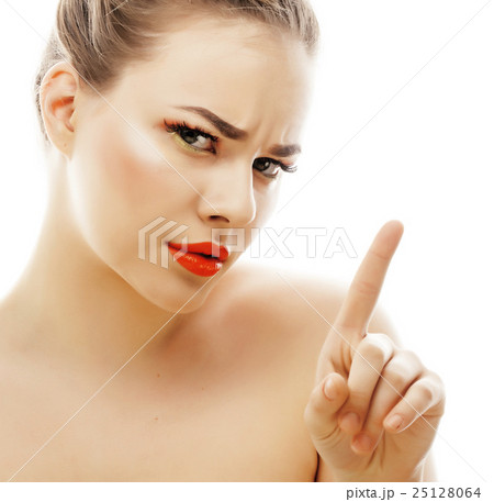 young blond woman with bright make up smiling 25128064