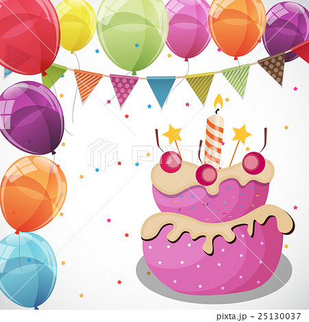 Color Glossy Happy Birthday Balloons, Flags and 25130037