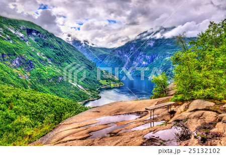 View of Geirangerfjord, UNESCO heritage site in View of Geirangerfjord, UNESCO heritage site in 25132102