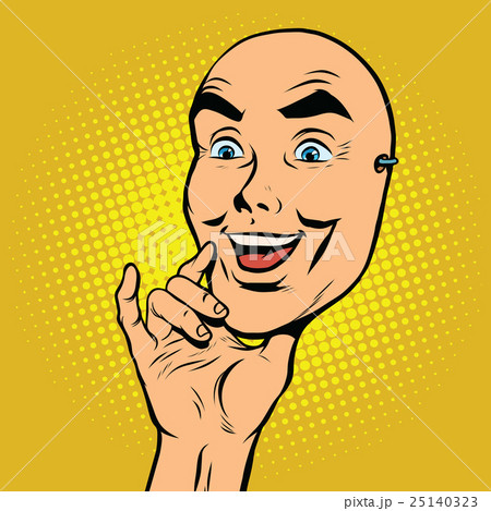 Mask happy face in hands 25140323