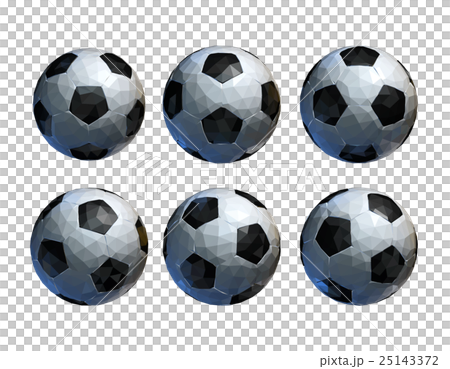Low poly 3D football soccer ball in six view point 25143372