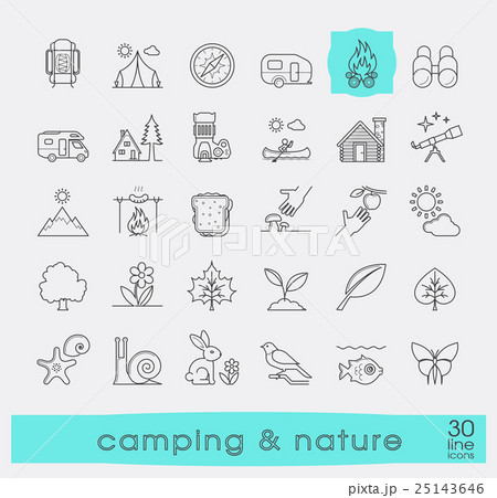 Set of camping and nature icons. 25143646