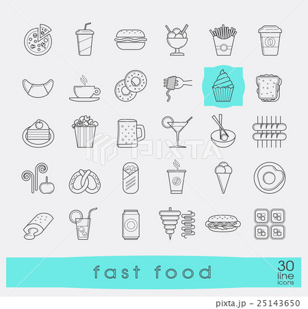 Set of premium quality fast food icons. Set of premium quality fast food icons. 25143650