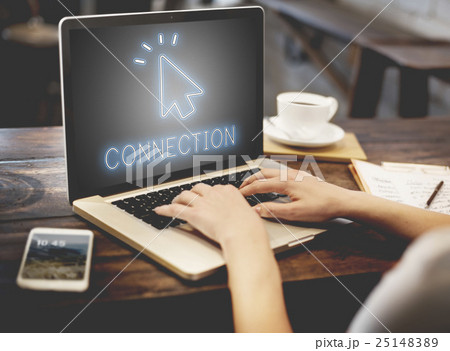 Digital Internet Connection Icon Mouse Pointer Concept 25148389