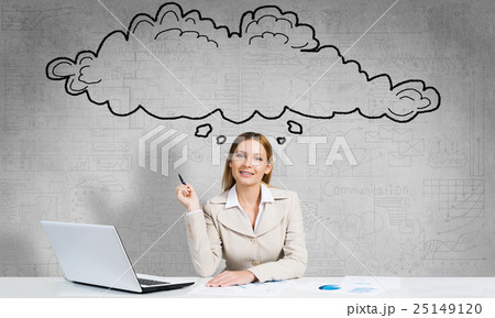Preparing her financial report Preparing her financial report 25149120