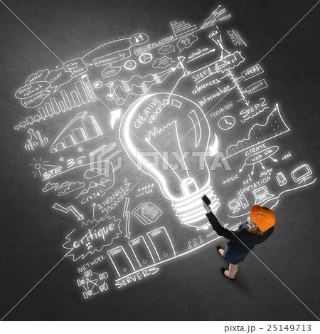 Woman builder with mobile phone Woman builder with mobile phone 25149713