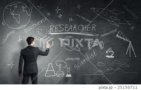 Man draw on chalkboard Man draw on chalkboard 25150711