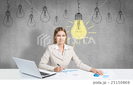 Businesswoman in process of creative work Businesswoman in process of creative work 25150869