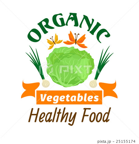Cabbage. Organic healthy vegetables emblem 25155174