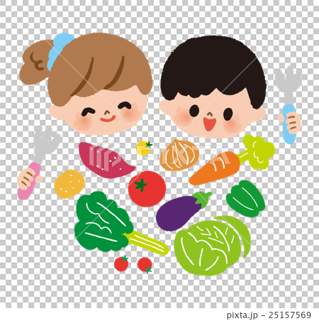 いろいろな野菜と子供 小 25157569