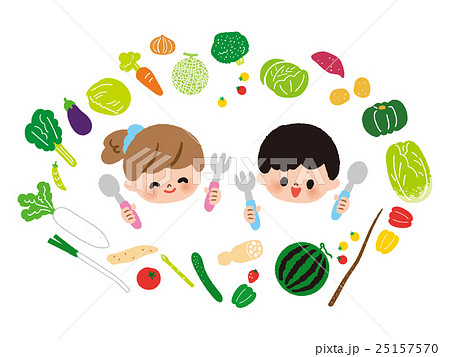 いろいろな野菜と子供 大 25157570