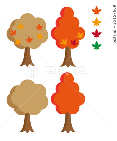 紅葉の木イラストのイラスト素材
