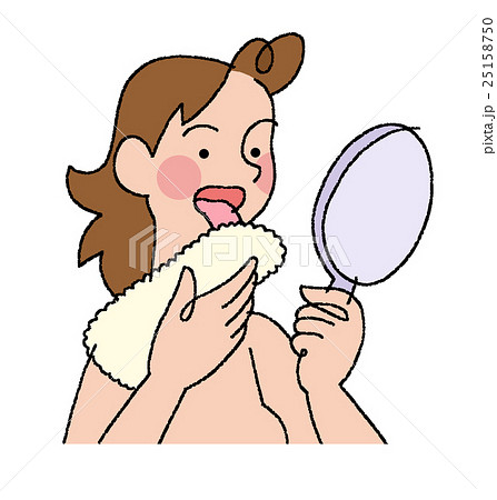 舌苔をチェックする女性 25158750
