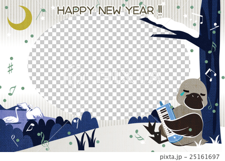 酉年用かわいい年賀状フレームテンプレートのイラスト素材