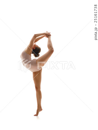 Gymnast doing vertical split. Isolated on white Gymnast doing vertical split. Isolated on white 25161738