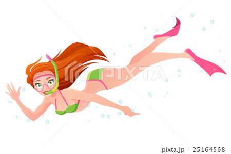 Beautiful woman in bikini and flippers snorkeling 25164568