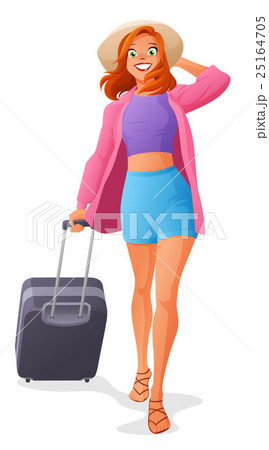 Cute young woman going on vacation with luggage 25164705