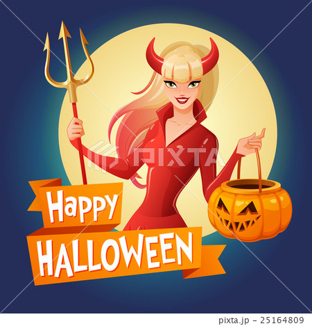 Sexy lady in red devil Halloween costume Sexy lady in red devil Halloween costume 25164809