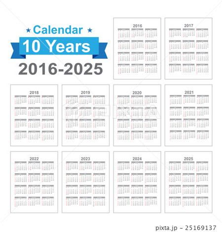 2016 - 2025 Calendar Black text on a white 25169137